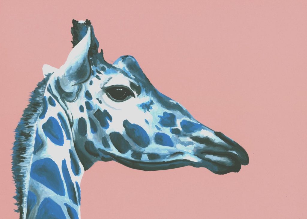 Henry Fraser Mouth Painting titled: Blue Giraffe