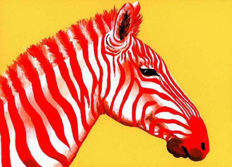 Henry Fraser Mouth Painting titled: Red Zebra